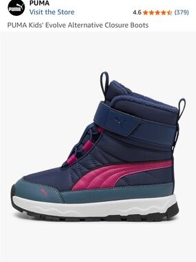 Puma Kids Navy and Pink Insulated Winter Boots
